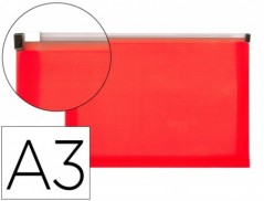 10un BOLSA PORTA DOCUMENTOS LIDERPAPEL A3 COM FECHO VERMELHO
