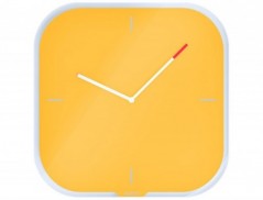 RELOGIO DE PAREDE EM VIDRO LEITZ COSY AMARELO