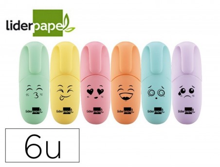 MARCADOR LIDERPAPEL MINI FLUORESCENTE PASTEL ESTOJO DE 6 UNI