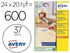 ETIQUETA ADHESIVA AVERY BLANCA REDONDA REMOVIBLE PARA IMPRES