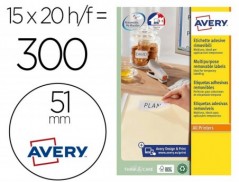 ETIQUETA ADHESIVA AVERY BLANCA REDONDA REMOVIBLE PARA IMPRES