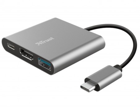 ADAPTADOR TRUST DALYX 3 EM 1 MULTIPORT USB-C / USB-A USB-C H