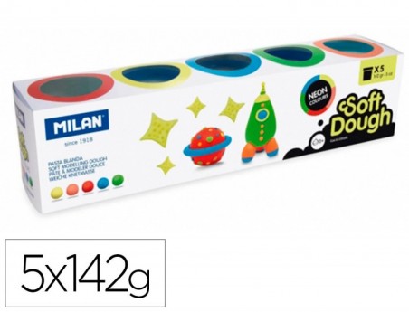 PLASTICINA MILAN PARA MODELAR SOFT DOUGH NEON CAIXA DE 5 FRA