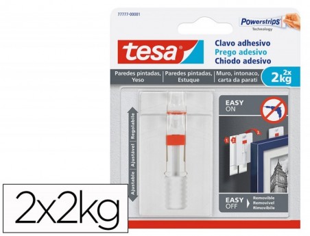 PREGO AUTOADESIVO TESA FIXACAO ATE 2 KG USO PAREDES PINTADAS