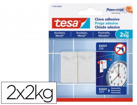 PREGO AUTOADESIVO TESA FIXACAO ATE 2 KG USO AZULEJOS REMOVIV
