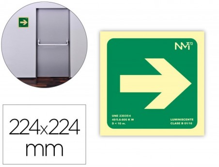 PICTOGRAMA ARCHIVO 2000 SETA DIREITA PVC VERDE LUMINISCENTE