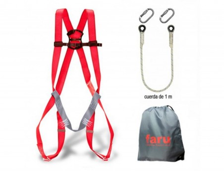 CONJUNTO ANTI-QUEDA FARU ARNES P01 + CORDA C170 + 2 MOSQUETO