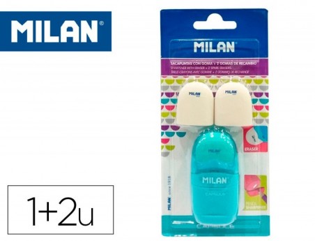 APARA LAPIS MILAN CAPSULE PLASTICO 1 USO COM BORRACHA + 2 RE