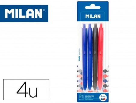 ESFEROGRAFICA MILAN P1 RETRATIL 1 MM TOUCH BLISTER DE 4 UNID