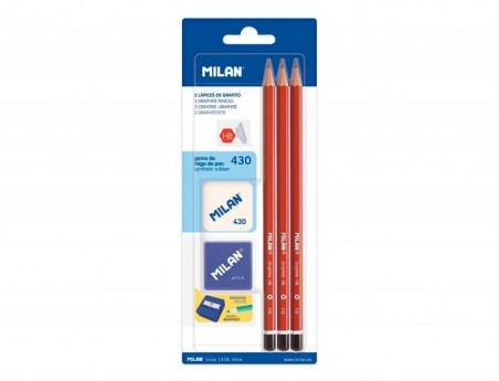 LAPIS DE GRAFITE MILAN HEXAGONAL HB + BORRACHA 430 + APARA L