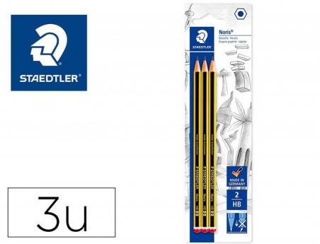 LAPIS DE GRAFITE STAEDTLER NORIS Nº2 HB BLISTER DE 3 UNIDADE