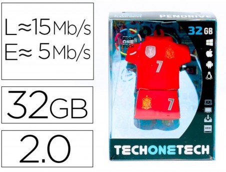 PEN DRIVE USB TECH ONE TECH SELECAO FUTEBOL ESPANHA MUNDIAL