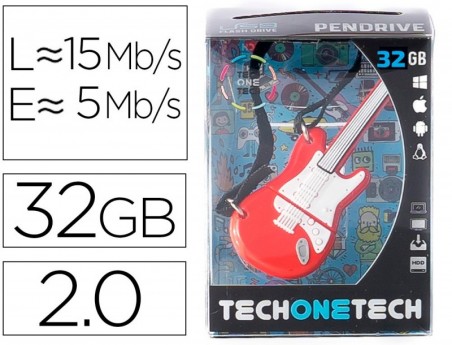 PEN DRIVE USB TECH ONE TECH GUITARRA VERMELHA ONE 32 GB