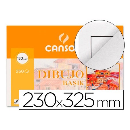 250un PAPEL DESENHO BASIK 23X32.5 -130 GR -COM ESQUADRIA