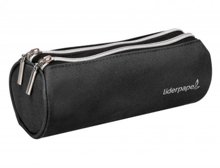 ESTOJO ESCOLAR LIDERPAPEL CILINDRICO COM 2 FECHOS PRETO 205X