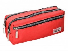 ESTOJO ESCOLAR LIDERPAPEL RETANGULAR 3 BOLSOS VERMELHO 210X8