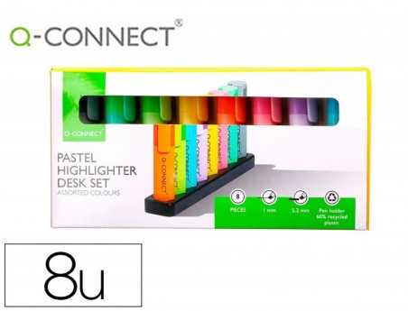 MARCADOR Q-CONNECT FLUORESCENTE PASTEL PONTA BISELADA ESTOJO