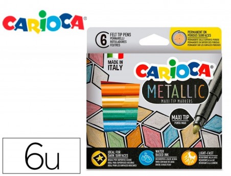 MARCADOR CARIOCA METALLIC PONTA MAXI 6 MM CAIXA DE 6 CORES S