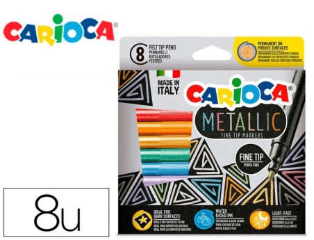 MARCADOR CARIOCA METALLIC PONTA FINA CAIXA DE 8 CORES SORTID