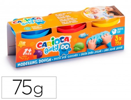 PASTA DE MODELAR CARIOCA BABY DOUGH FRASCO 75 G SET DE 3 COR