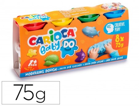 PASTA DE MODELAR CARIOCA BABY DOUGH FRASCO 75 G SET DE 8 COR
