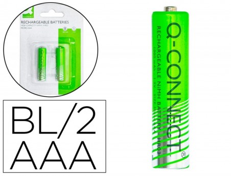 PILHA Q-CONNECT ALCALINA AAA RECARREGAVEL BLISTER DE 2 UNIDA