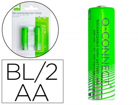 PILHA Q-CONNECT ALCALINA AA RECARREGAVEL BLISTER DE 2 UNIDAD