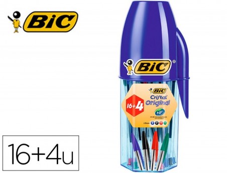 ESFEROGRAFICA BIC CRISTAL MEGA TUBO 16+4 UNIDADES CORES SORT