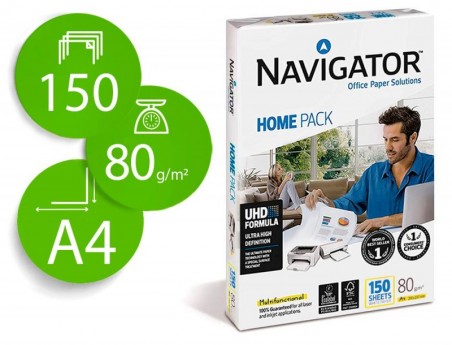 PAPEL FOTOCOPIA NAVIGATOR DIN A4 80 GR EMBALAGEM DE 150 FOLH