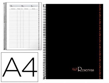 LIVRO DE RESERVAS LIDERPAPEL RESTAURANTE COM ESPIRAL DIN A4