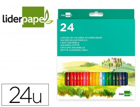 LAPIS DE COR LIDERPAPEL AGUARELAVEIS CAIXA DE 24 CORES