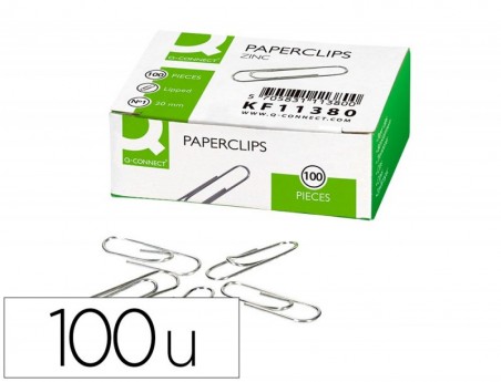 CLIPS ZINCO Q-CONNECT Nº 1 LABIADOS 20 MM CAIXA DE 100 UNIDA