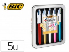 ESFEROGRAFICA BIC QUATRO CORES SHINE BOX CAIXA METALICA 5 UN