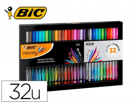 MARCADOR BIC INTESITY COLLECTION ESTOJO DE 32 UNIDADES CORES