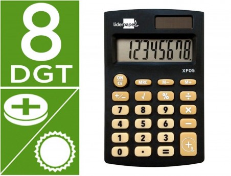 CALCULADORA LIDERPAPEL DE BOLSO XF05 8 DIGITOS SOLAR E PILHA