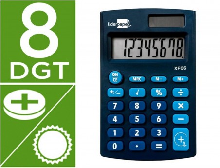 CALCULADORA LIDERPAPEL DE BOLSO XF06 8 DIGITOS SOLAR E PILHA