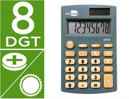 CALCULADORA LIDERPAPEL DE BOLSO XF07 8 DIGITOS SOLAR E PILHA
