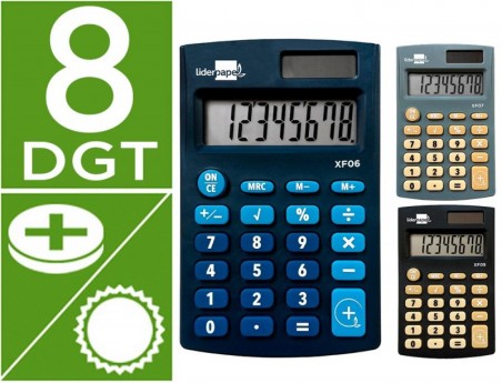 CALCULADORA LIDERPAPEL DE BOLSO XF08 8 DIGITOS SOLAR E PILHA