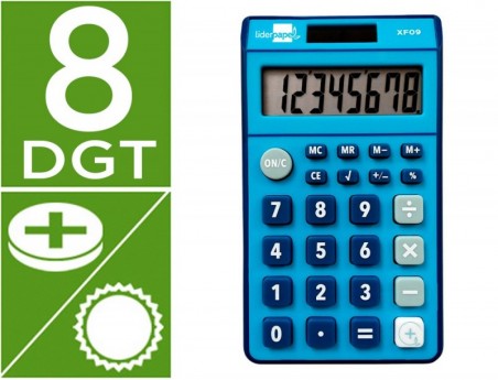 CALCULADORA LIDERPAPEL DE BOLSO XF09 8 DIGITOS SOLAR E PILHA