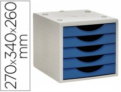 BLOCO CLASSIFICADOR DE GAVETAS Q-CONNECT 5 GAVETAS COR AZUL