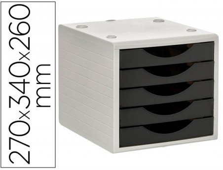BLOCO CLASSIFICADOR DE GAVETAS Q-CONNECT 5 GAVETAS COR PRETO