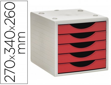 BLOCO CLASSIFICADOR DE GAVETAS Q-CONNECT 5 GAVETAS COR VERME