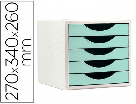 BLOCO CLASSIFICADOR DE GAVETAS Q-CONNECT 5 GAVETAS COR VERDE