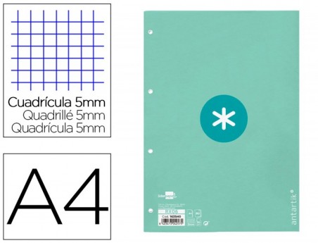 RECARGA COLADA LIDERPAPEL ANTARTIK QUADRICULA DE 5MM DIN A4