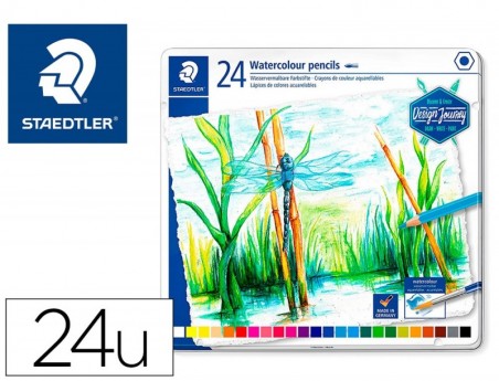 LAPIS DE COR STAEDTLER AGUARELAVEIS CAIXA METALICA DE 24 COR