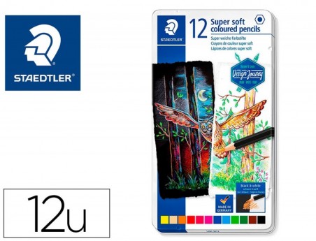 LAPIS DE COR STAEDTLER SUPER SOFT CAIXA METALICA DE 12 CORES