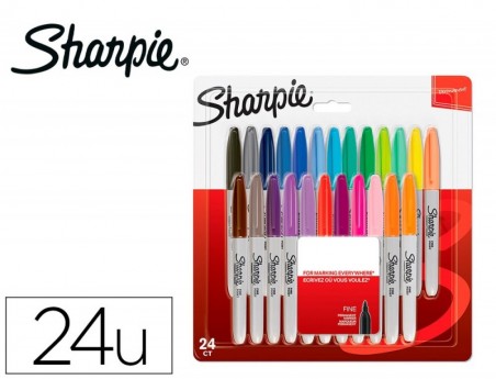 MARCADOR SHARPIE PERMANENTE FINO PONTA 1 MM BLISTER 24 UNIDA