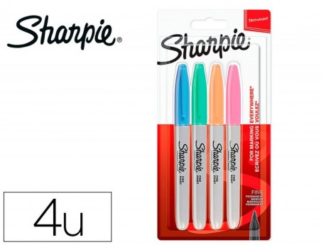 MARCADOR SHARPIE PERMANENTE FINO PONTA 1 MM BLISTER 4 UNIDAD