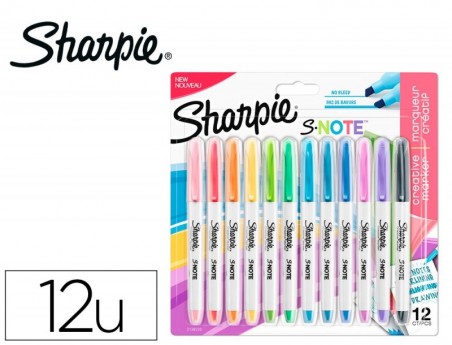 MARCADOR SHARPIE PERMANENTE S-NOTE PONTA BISELADA TRACO 1,2