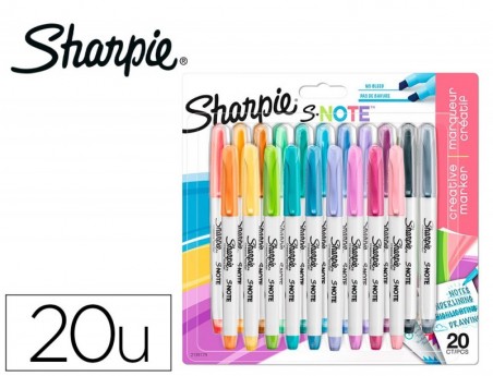 MARCADOR SHARPIE PERMANENTE S-NOTE PONTA BISELADA TRACO 1,2